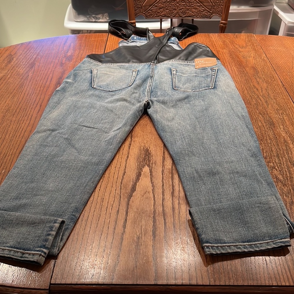 One Teaspoon Denim Distressed Style W/ Black Adjustable Faux Leather Trim 30 - Picture 11 of 13
